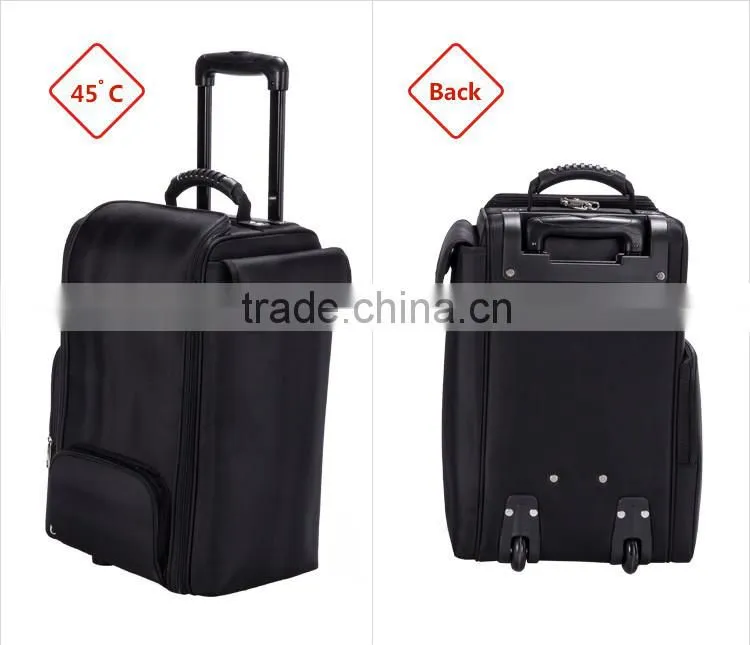 High quality professional artist nylon wheeled trolley cosmetic organizer with small clear makeup brush bag with zipper
