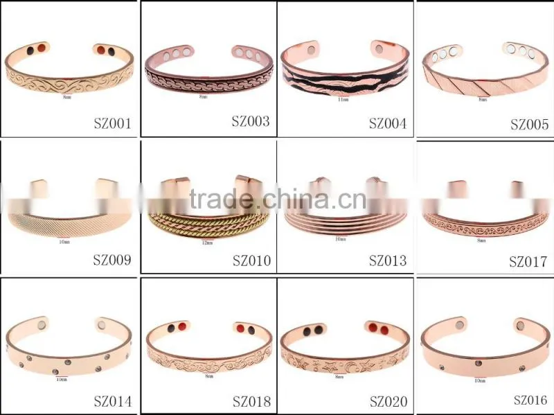 Men's Jewelry Pure Cooper Magnetic Energy Bracelets Bangles Tourmaline Power Therapy Magnets Brass Bangle Jewelry For Men