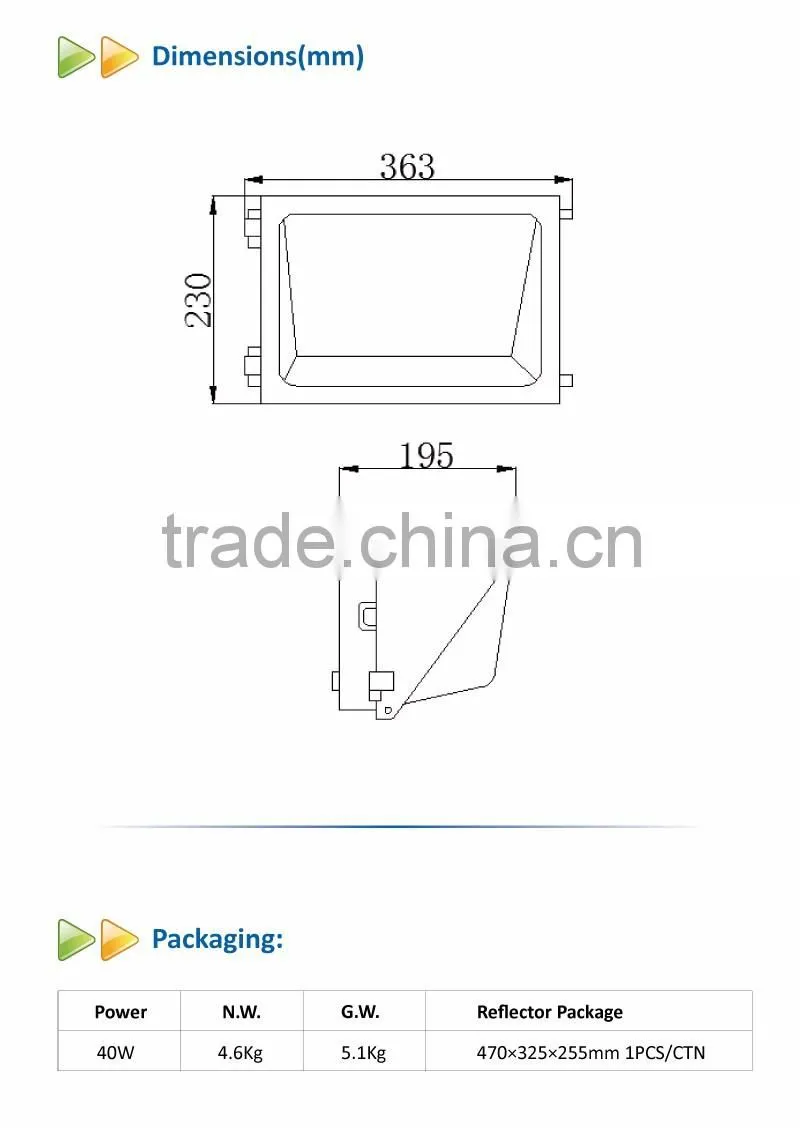 DLC Domestic outdoor light 40W LED Wall Pack Light