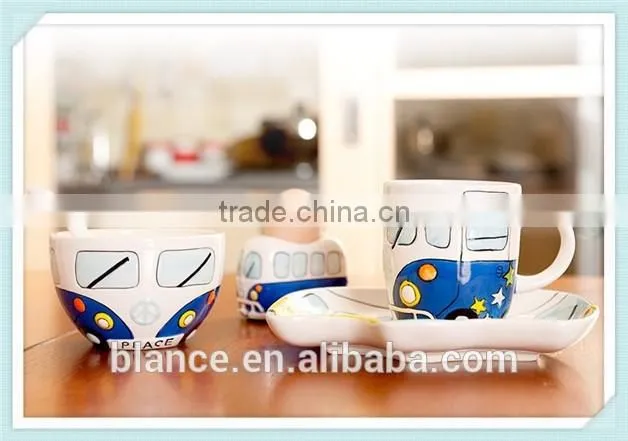 Camper Van VW design dinner set ceramic bus shape salt and pepper sets