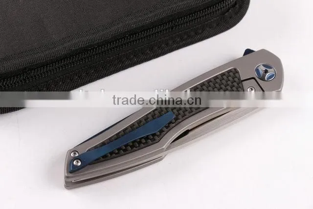 OEM all titanium handle D2 blade folding knives for outdoor