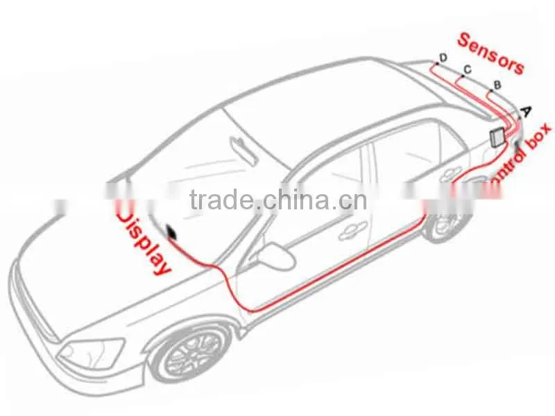 High quality back up led universal car parking sensor with 4 probes for car reversing