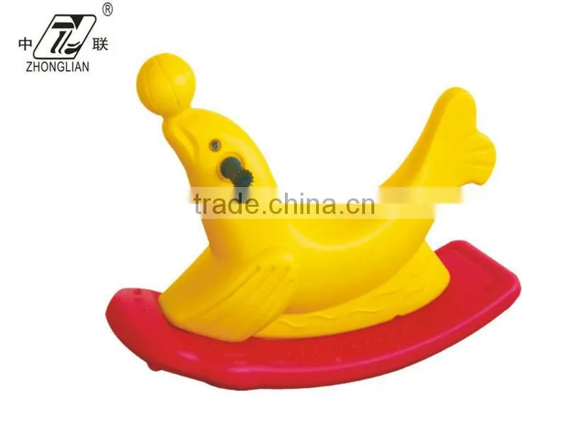 Double-color children plastic dolphin rocking horse