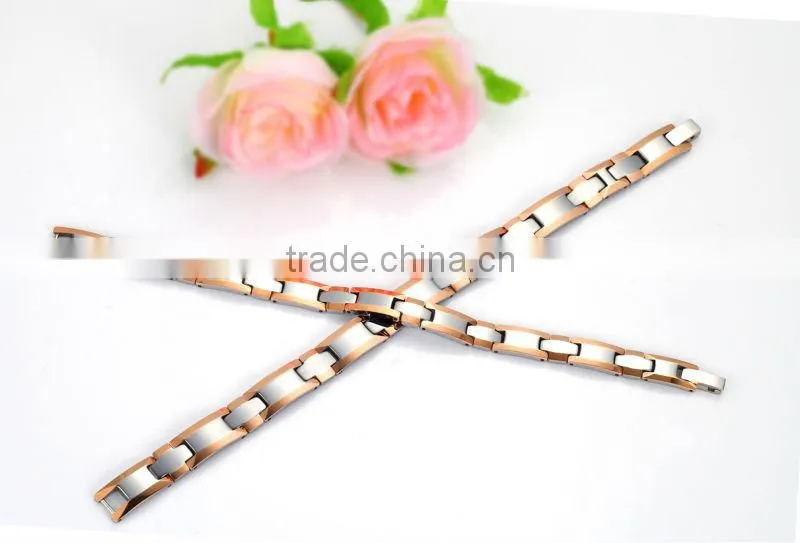 New high quality mens bracelets gold link style with magnet