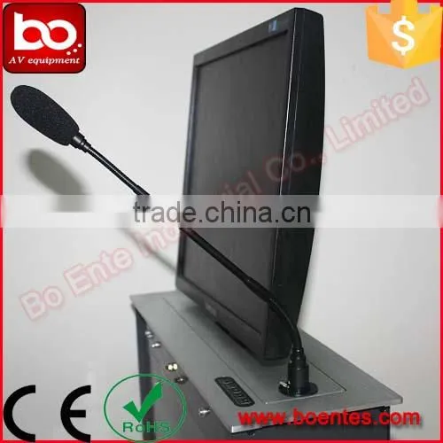 SASO Approved Motorized Monitor Lift with Microphone for Conference Table