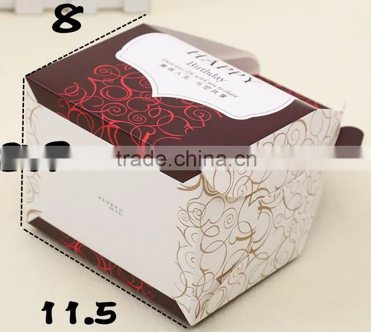 brown middle paper cake box with handle cracker box Muffin box Mousse box chicker