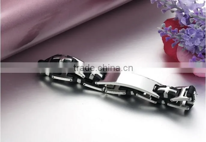 Daihe the latest stainless steel&genuine silicone bracelet for men