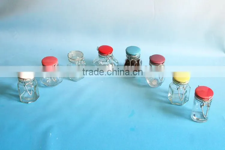 different shapes glass bottle with metal cover clip lid