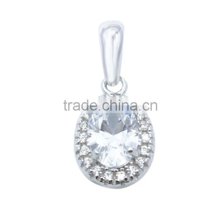 Wholesale AAA zircon inlaid 925 silver engagement pendant