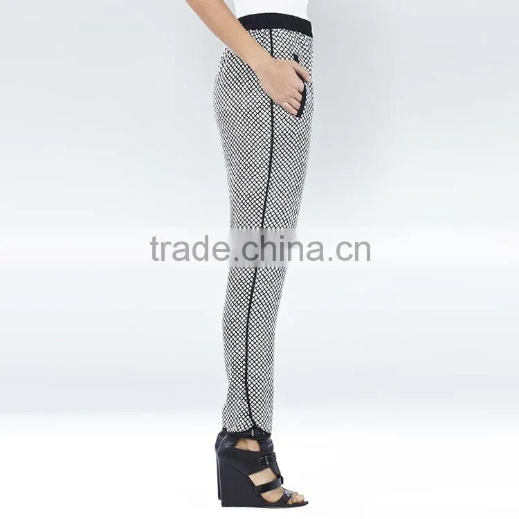 Oem clothes supplier new latest design office wear women fashion plaid pants