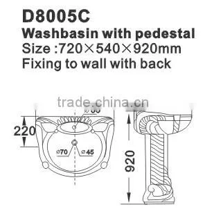 Ceramic Hot sales mIDDLE East standard Simple basin with pedestal DW8005C