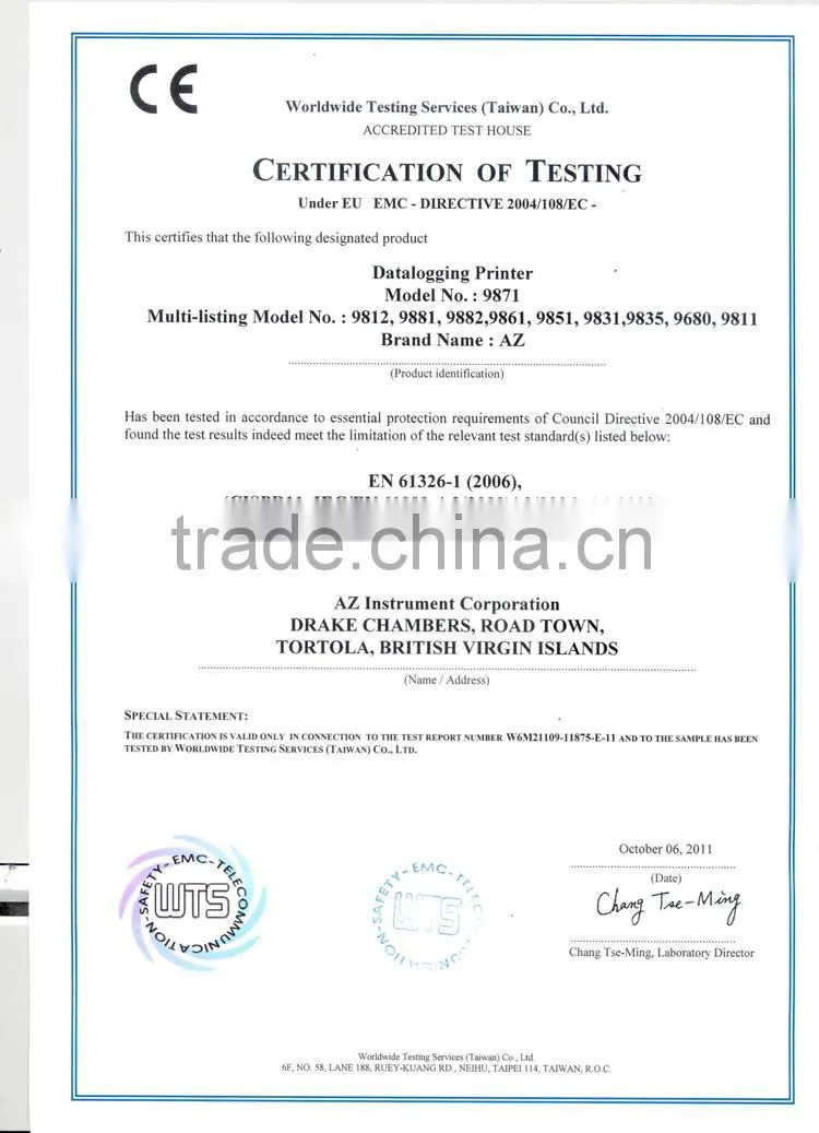 Measure Range -200C ~ 1370C Thermocouple Thermometer K Type Thermocouple with Printer