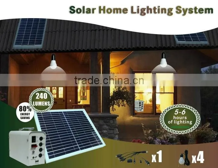 10W solar energy system with led lamps and USB port/solar led bulb