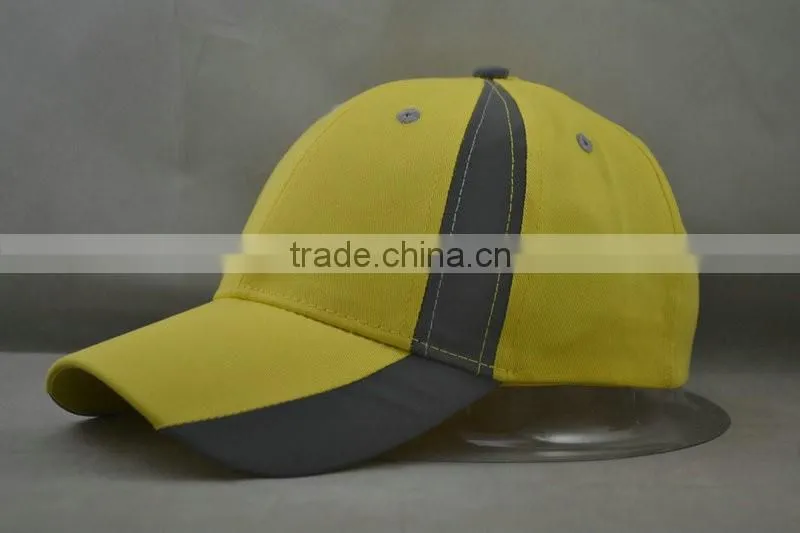 safety hat with light reflecting 3M cap neon yellow and silver hat