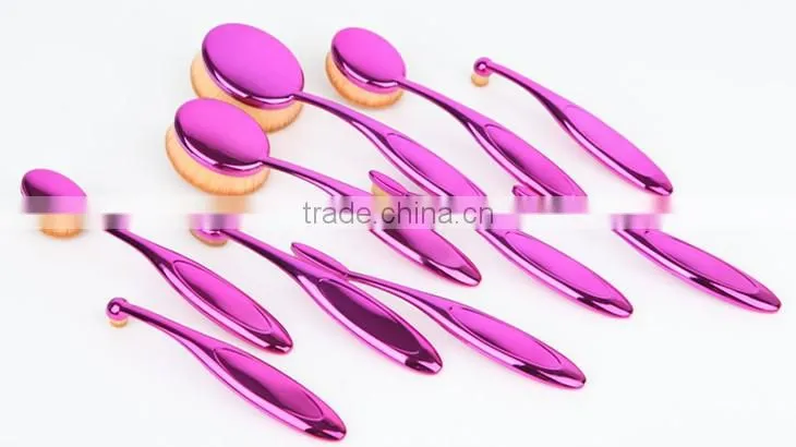 Hot sale New Arrival Tooth Brush Style 10pcs gold Oval makeup brush set