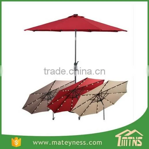 10FT LED Light Tilt Deck Waterproof Garden Market Umbrella Patio Solar Umbrella