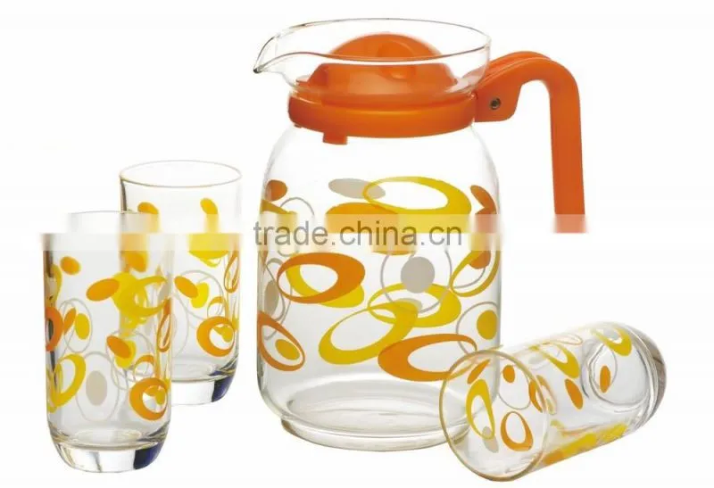 Anhui factory offer 7pcs yellow stylish glassware for home use