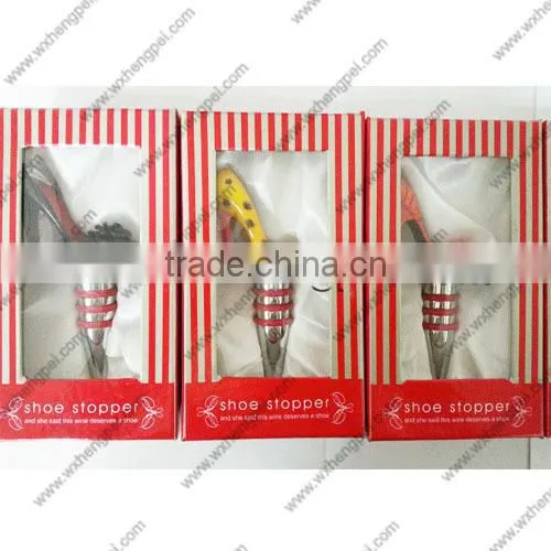 Wedding yellow and black little butterfly knot high-heeled shoes wine stopper