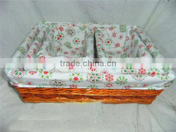 4-piece natural white empty wicker storage basket wedding for egg,candy and other sundries with floral lining & liner