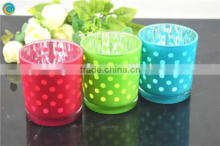 wholesale dots pattern tealight glass candle holders