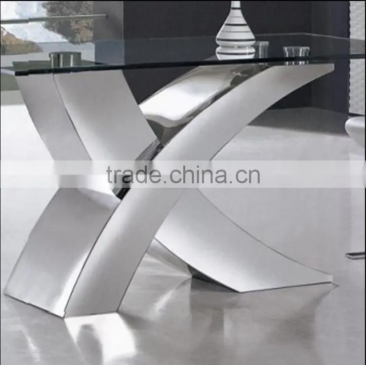 X01 X shape top heavy-duty stainless steel dining table base and chairs