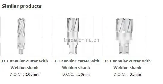TCT annular cutter with Weldon shank