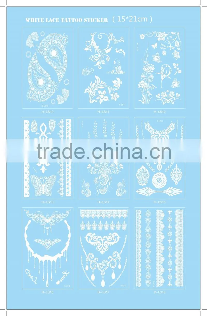 High Quality Body Jewelry White Color Temporary Hand Tattoo Sticker For Men T005-008