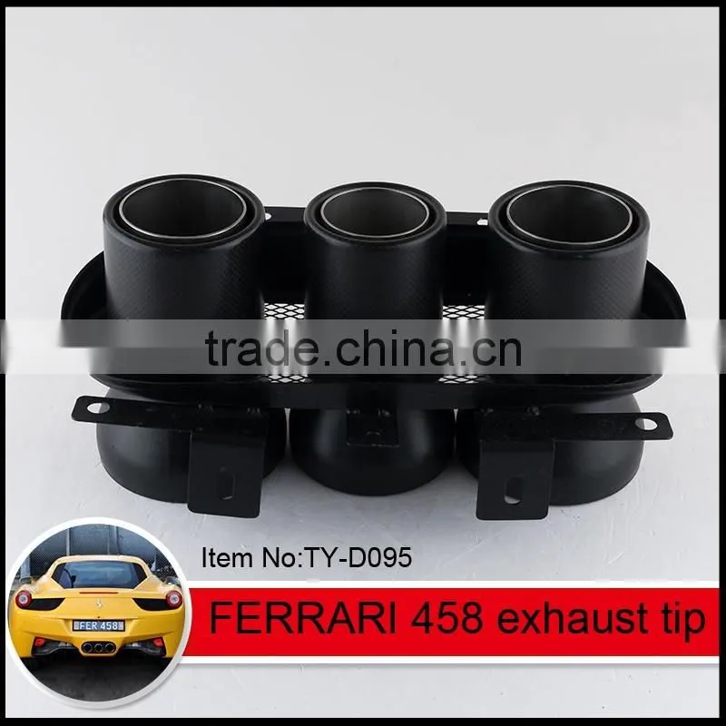 auto tuning stainless steel sportycar exhaust tips for Ferrari 458 carbon fiber