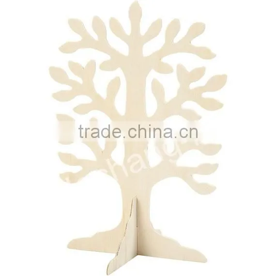 Stand Up 3D Plain Wooden Tree to Decorate DIY Wood Ornament Standing Xmas Family Tree Craft