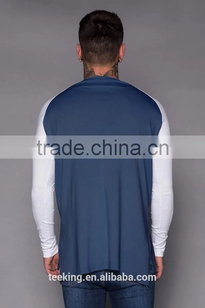 Latest contrast raglan sleeve crew neck cotton men t shirt