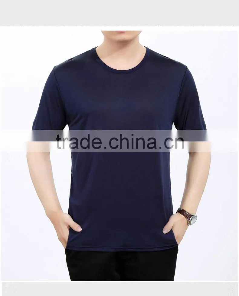 Promotional low price summer round neck white 140g polyester cotton blend blank t shirt manufacturer bangladesh