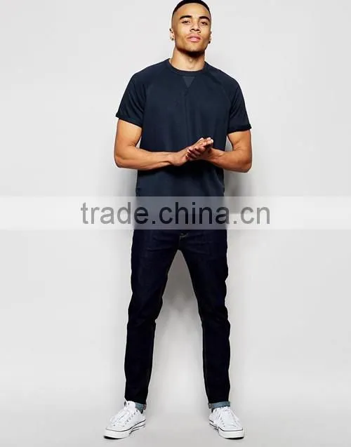French terry short sleeve pullover plain men spring / summer sweatshirt OEM service