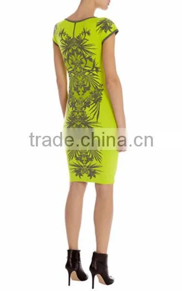 2014 Sexy jungle print stretch knit lady's dress