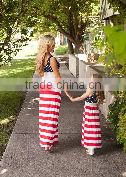 2017 On sale summer fashion outfits mother and daughters dresses matching family clothing sets