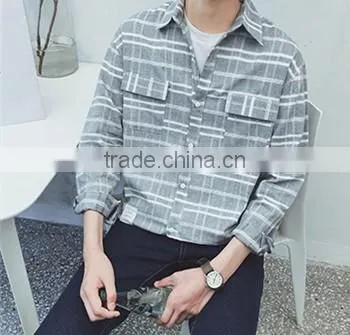 Fashion grid long sleeve shirts