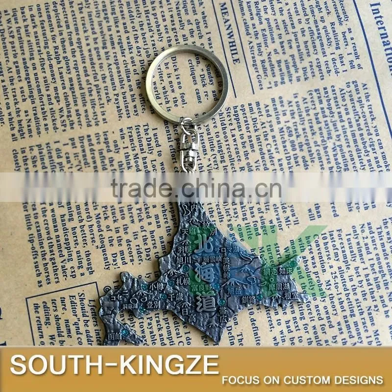 Japan Hokkaido Map Metal Alloy Keychain