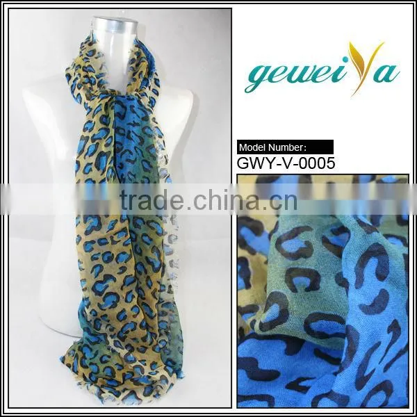 Gradient Color Leopard Printed Lady Scarves