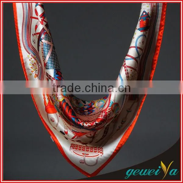 Satin Printed Aborigine Style Nationality Handkerchief Scarf