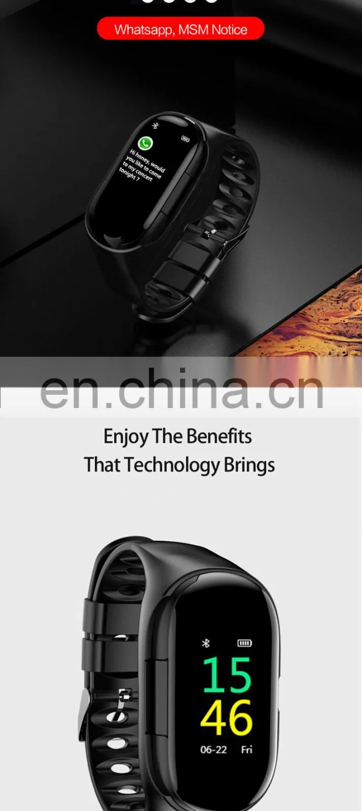 feixin New 2020 headset multifunctional 2 In 1 smart watch Factory wholesale digital watch new products