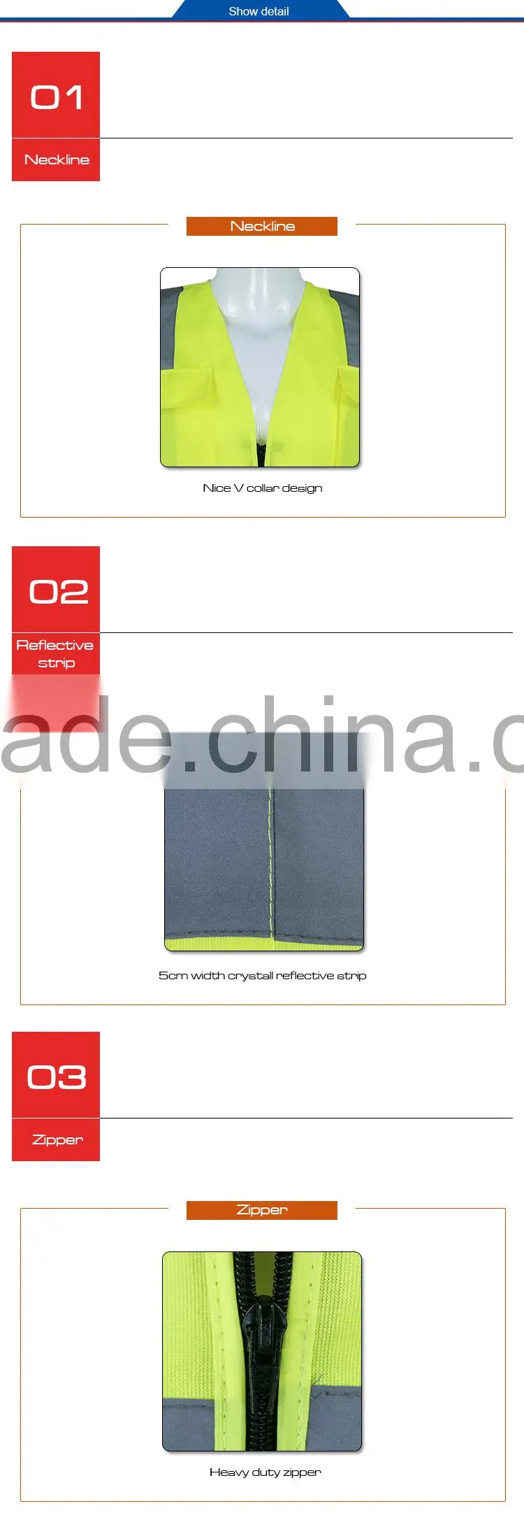 Cheap high visible road safety reflective vest RF040P