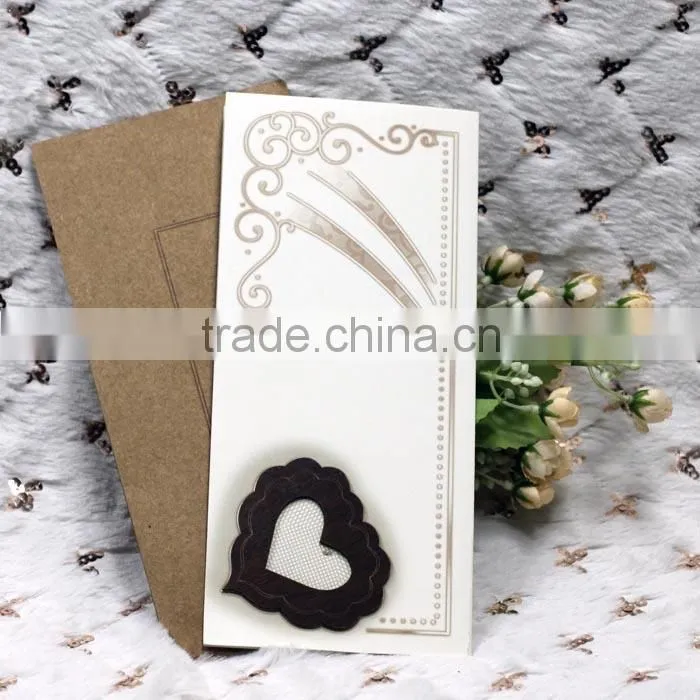 2016 Novelty Products and Cheap Love Design Wood Wedding Invitation Cards