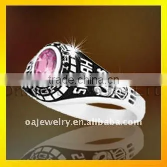 nickle free designer gold plated jewelry college class ring 3D design ring paypal acceptable