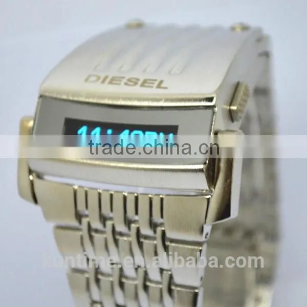 machine cat head stainless steel back metal bracelet watch lcd display
