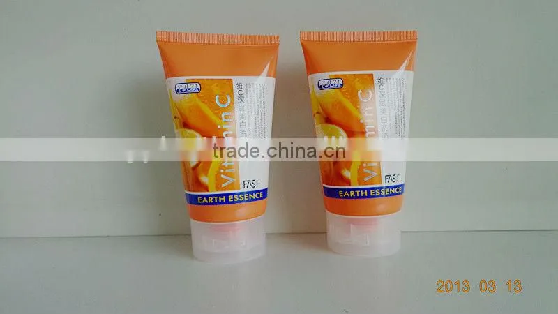 plastic tube for cosmetic with orange color,flexible labeling PE tube,empty tube ,soft tube
