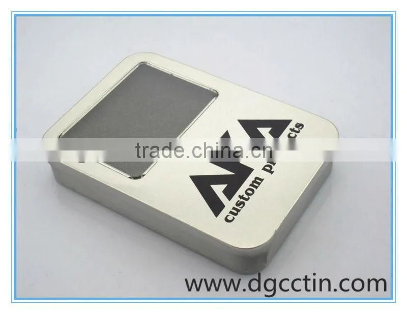 rectangle cell phone battery tin box with window