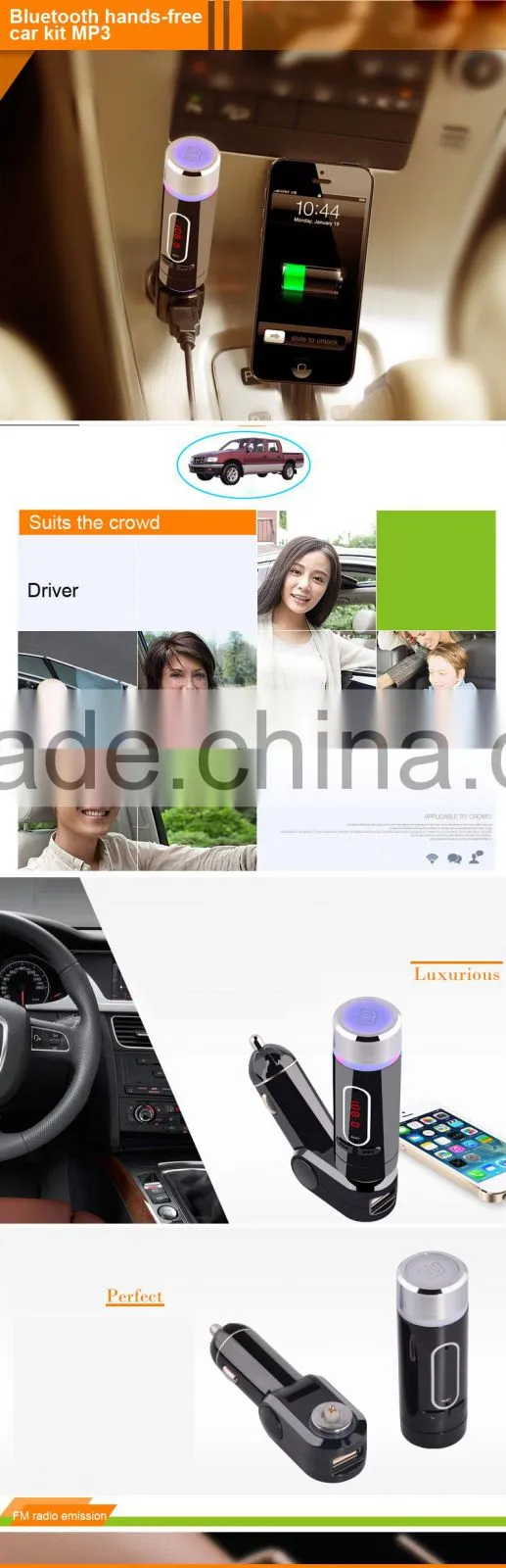 New Arrival Universal 3 in One Car Charger FM Transmitter Car Bluetooth Kit