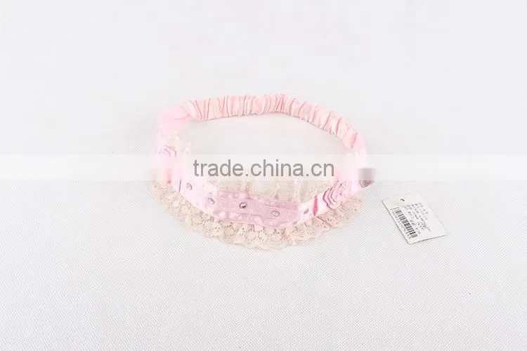 2015 Girl Hair Bands Baby Girl Lace Elastic Headband With Diamante