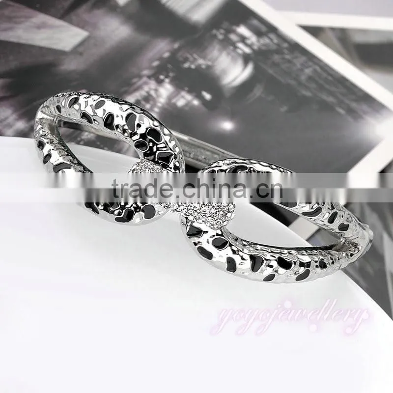 new products leopard silver color crystal enamel bangle