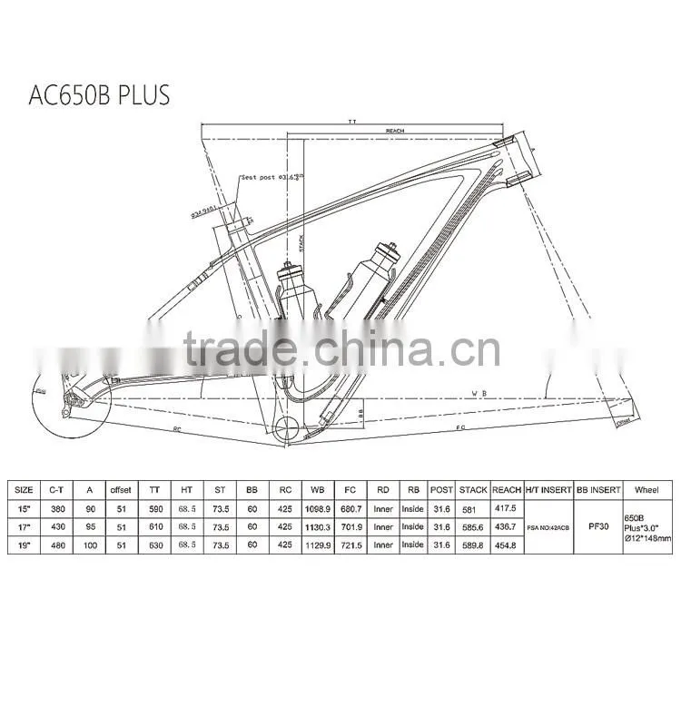 2016 27.5+ carbon frame Max tire 3.0 available mountain bike frame carbon frame MTB 27.5 plus