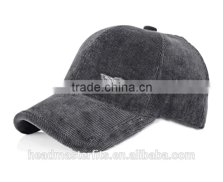 High quality curved corduroy 6 panel hat baseball cap sport caps